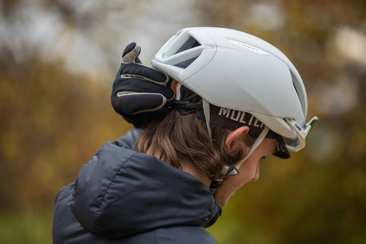 Man wearing the Specialized S-Works Evade 3 helmet