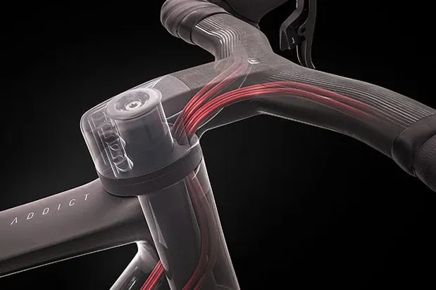Render of internal cable routing on Scott Addict RC