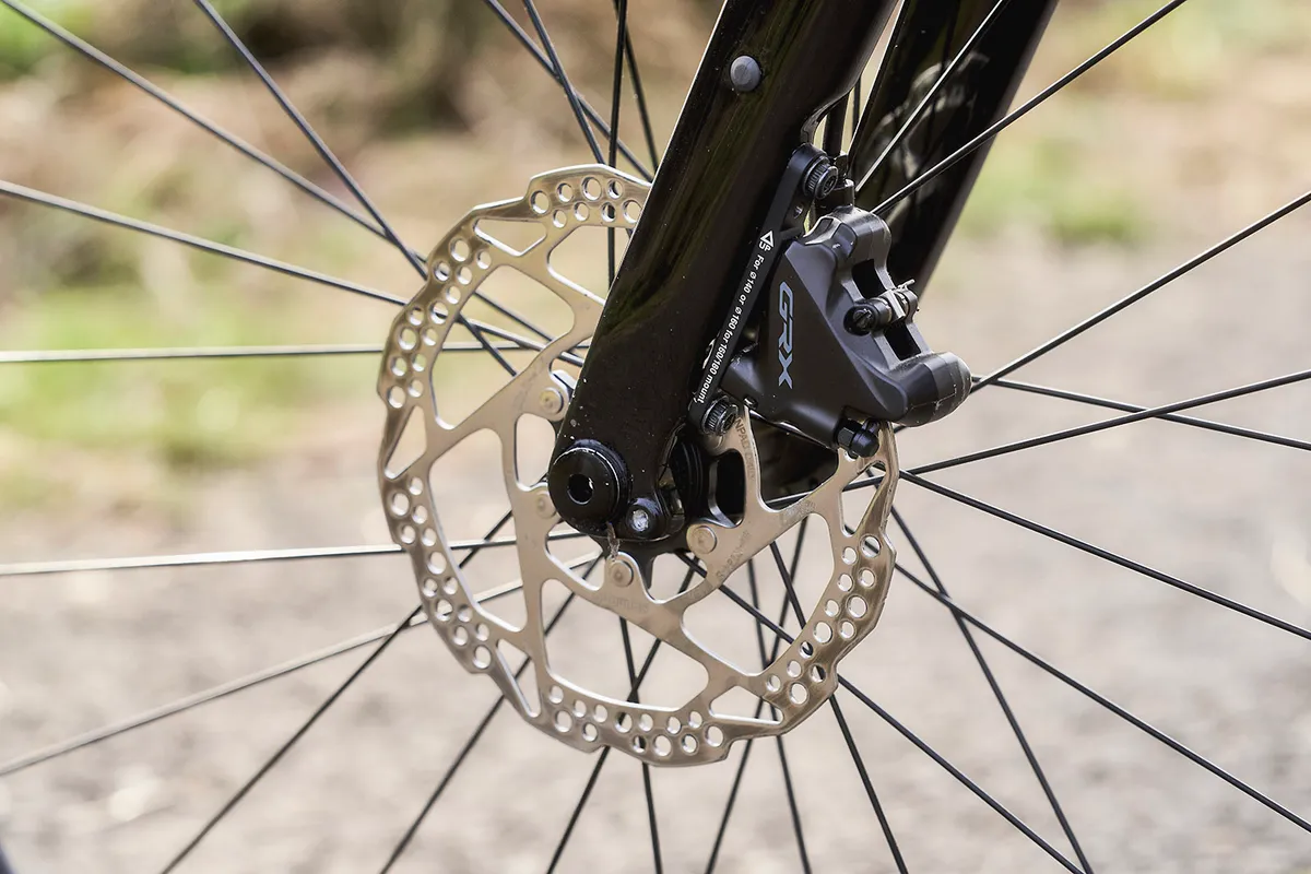 Shimano front disc brakes on the Ridley Kanzo A GRX 400 gravel bike