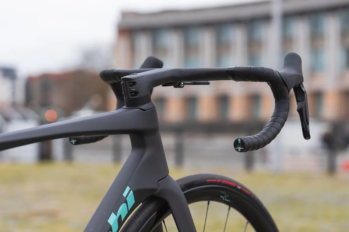 Bianchi Specialissima RC aero road bike has an integrated bar and stem