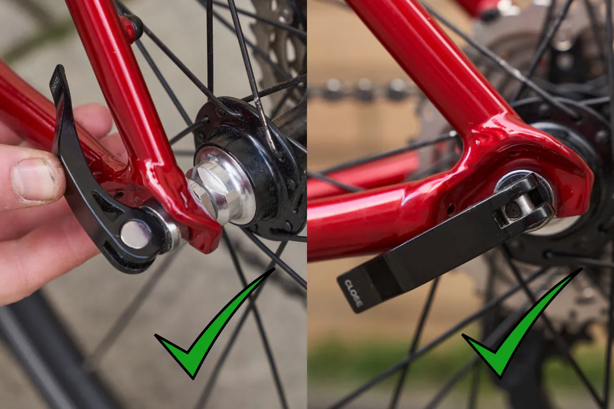 Correct rear quick-release lever placement
