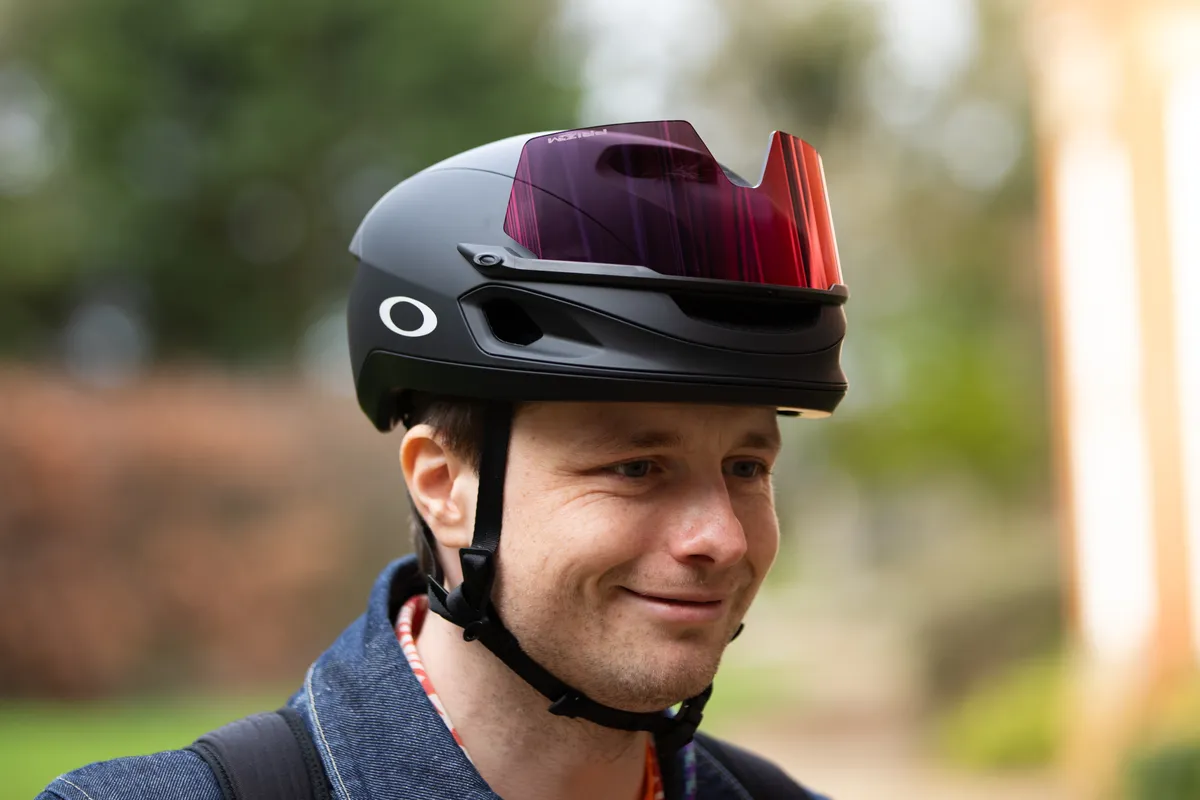 Jack Luke wearing Oakley ARO 7 aero road bike helmet.