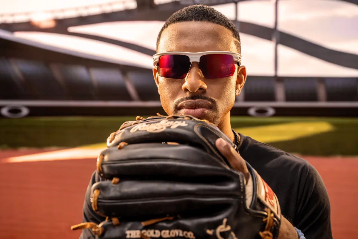 Oakley BiSphaera sunglasses worn by baseball player.