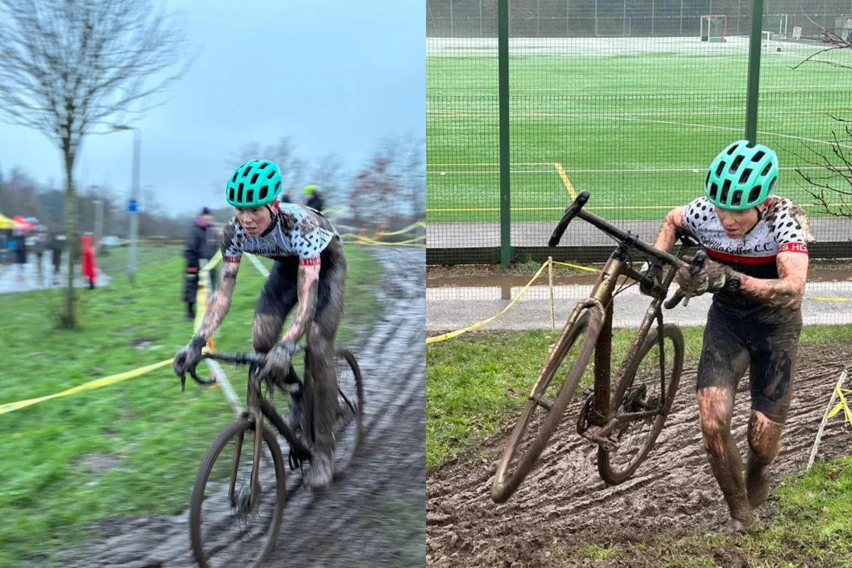 Jack Evans racing Giant TCX Advanced Pro 2 in filthy conditions
