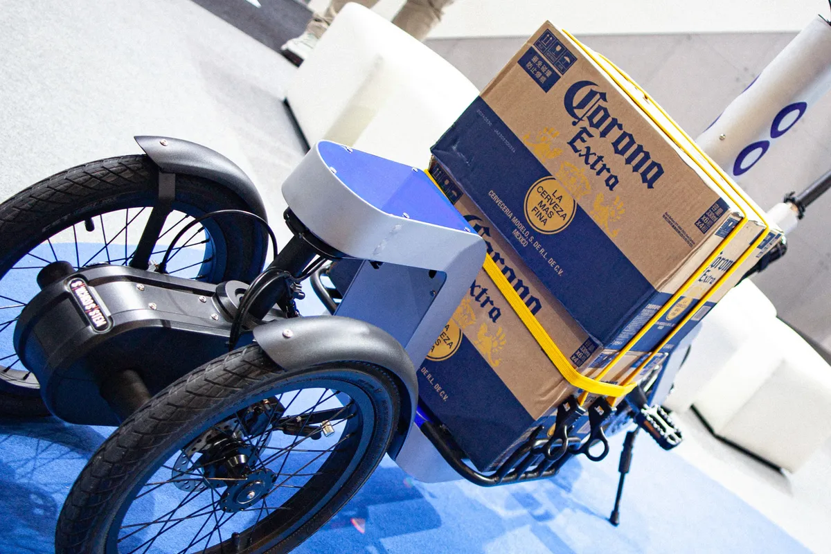 2024 Taipei Cycle Show – boxes of Corona beer on the Oolo OOECAGO electric cargo bike
