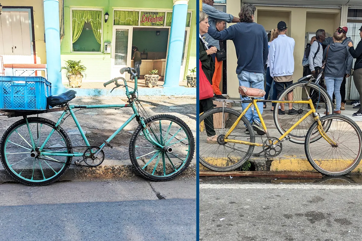 Two old bikes photographed on Cuban street.