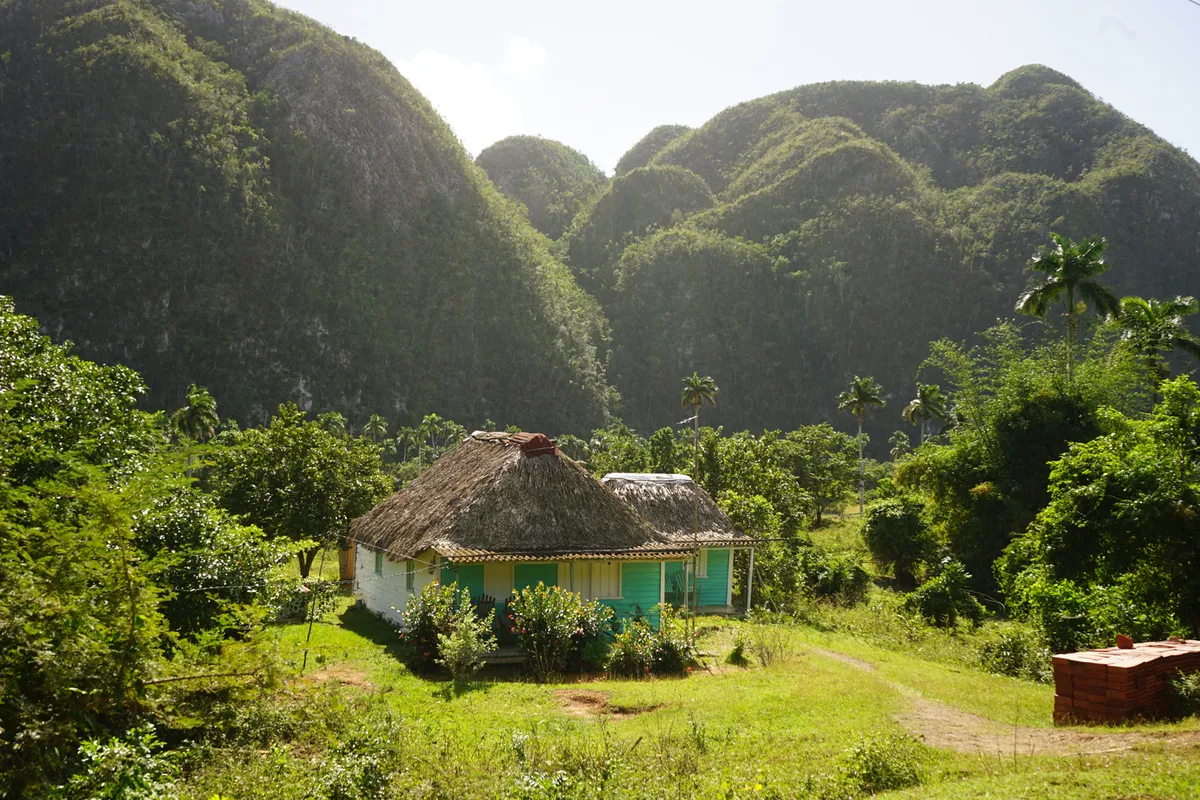 View of hut in Cuban hills.