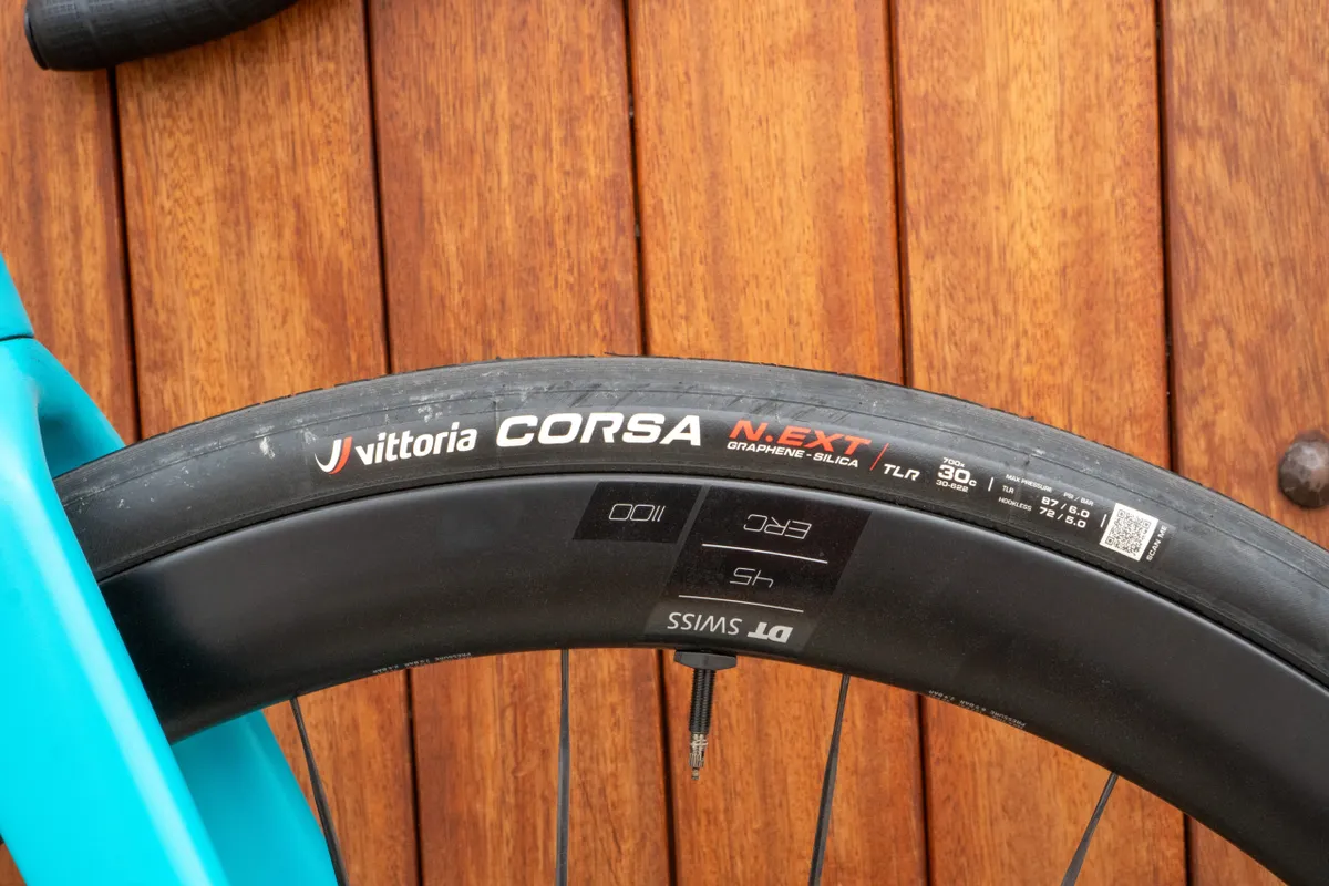 Vittoria Corsa N.EXT TLR tyre on DT Swiss ERC 1100 Dicut wheel 