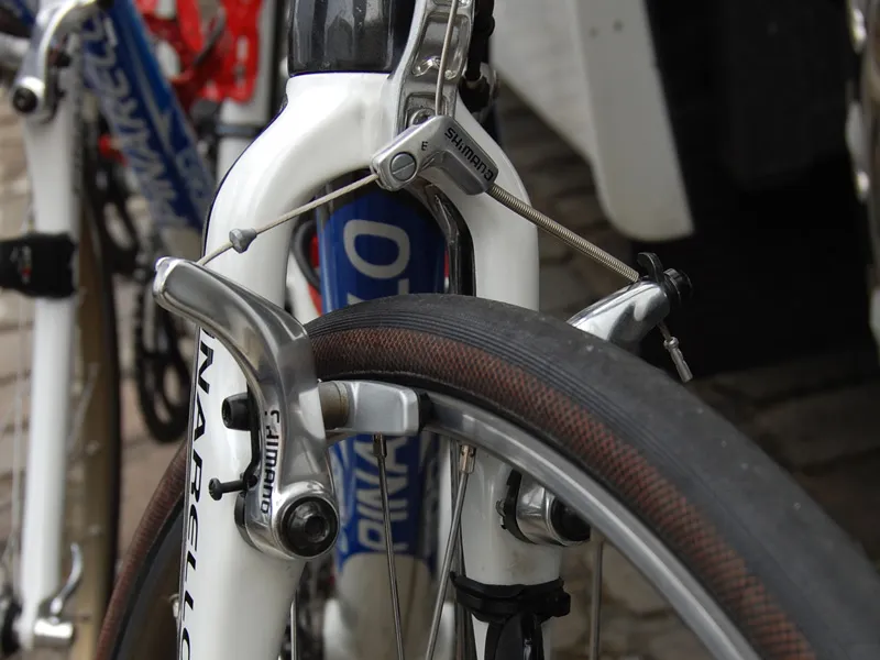 Shimano cantilever brake on a Pinarello Cross bike from Paris-Roubaix 2009