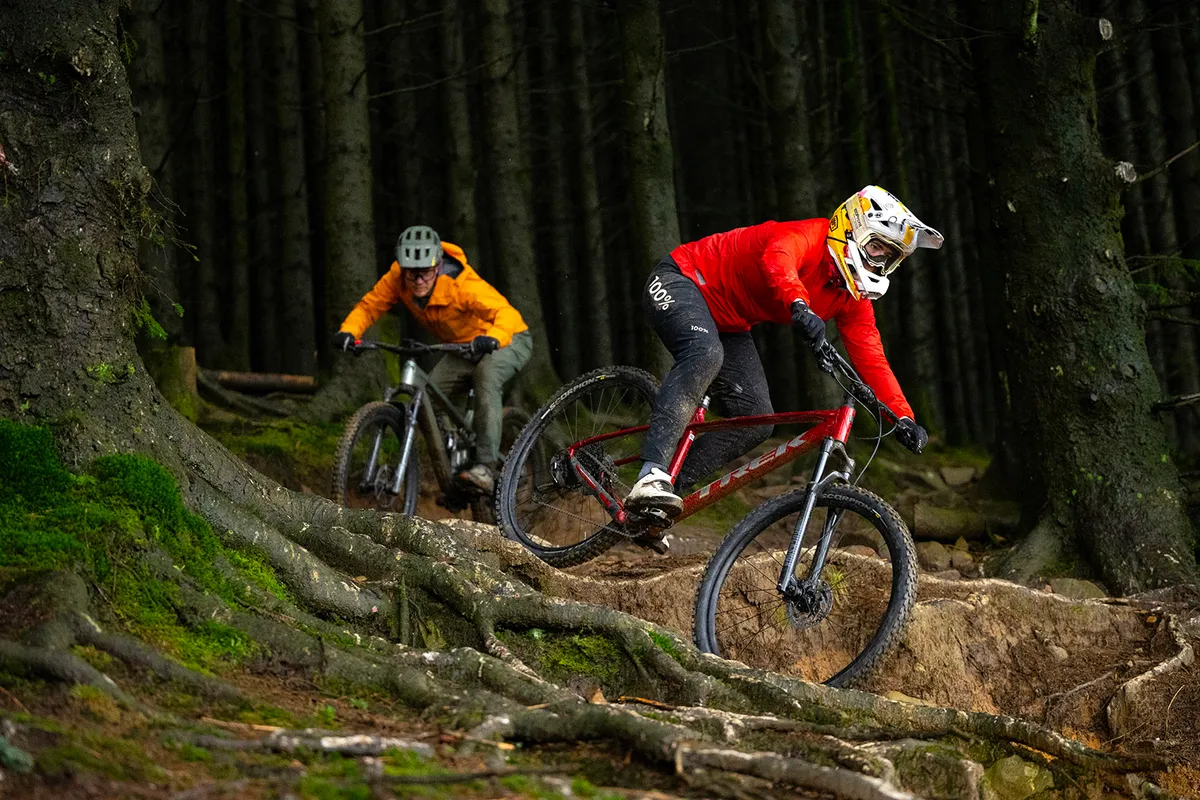 Male and female mountain bikers