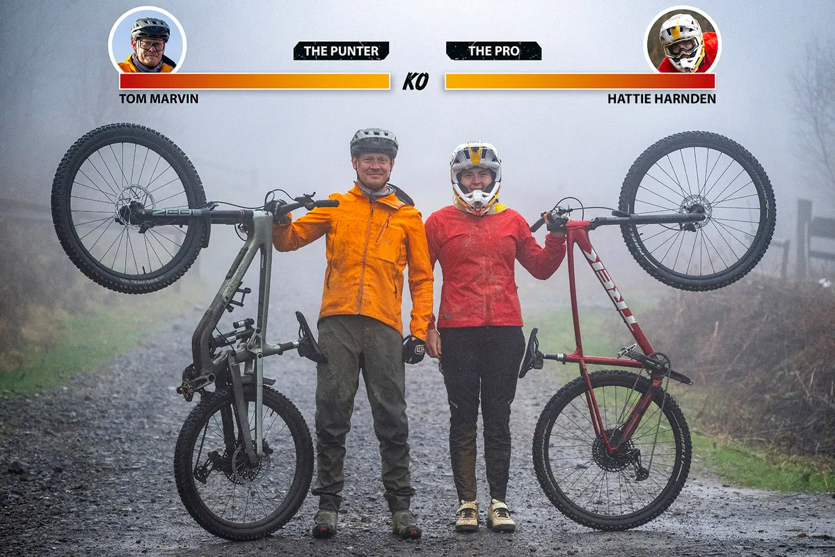 Male and female mountain bikers