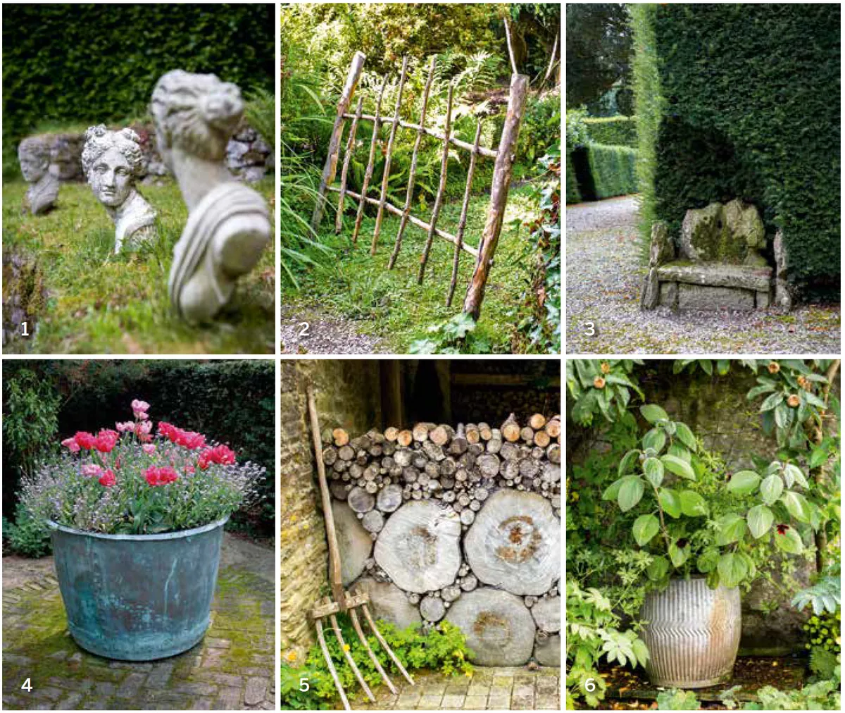 Small, cleverly placed details in a garden design can help to make the garden feel older than it is