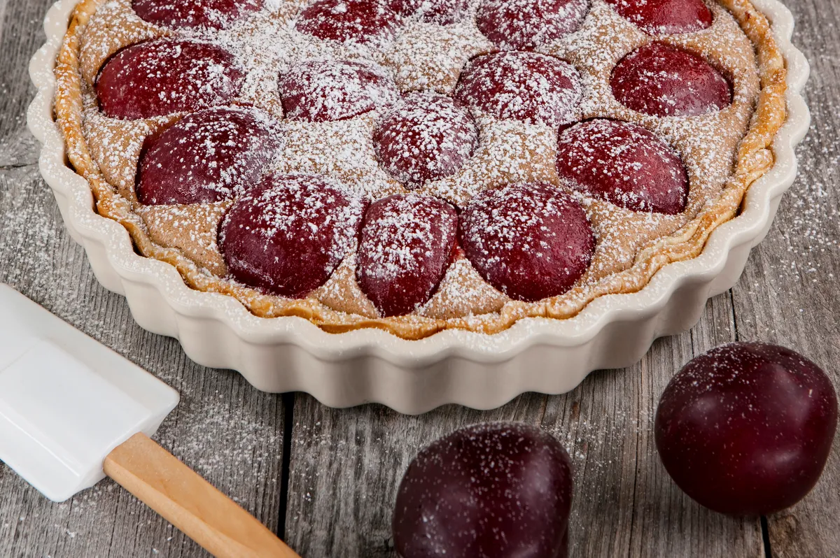 Plum and almond tart. Photo Getty Images