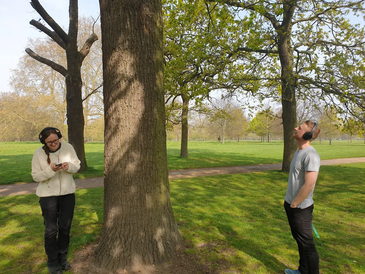 People using the Music for Trees app in Regent's Park