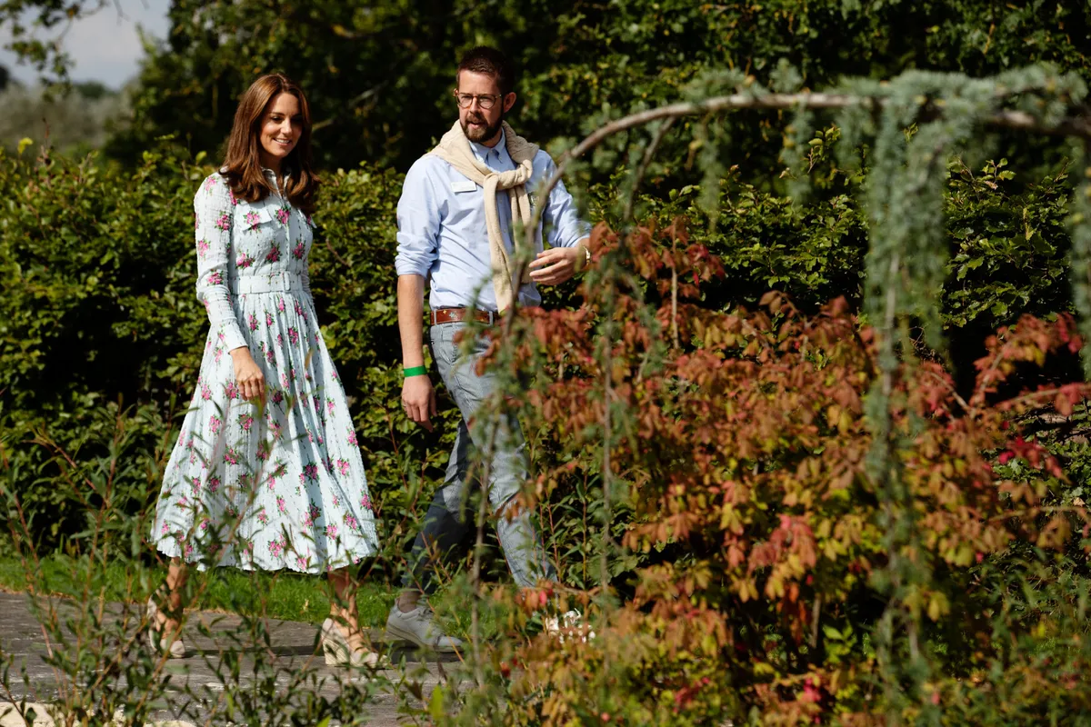 Catherine, Duchess of Cambridge with Matt Pottage, curator of RHS Wisley during the launch of her Back to Nature Garden and the Back to Nature Festival at RHS Garden Wisley