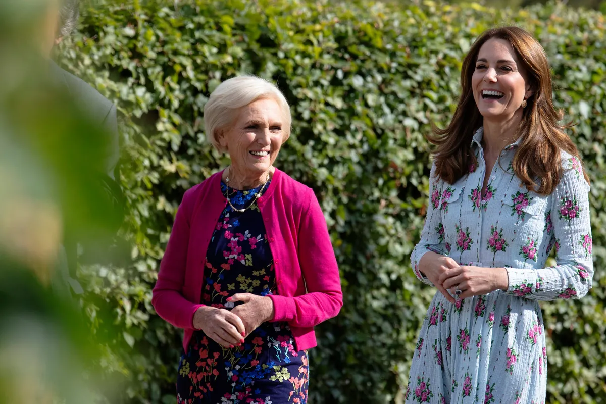Catherine, Duchess of Cambridge with celebrity chef Mary Berry during the launch of her Back to Nature Garden and the Back to Nature Festival at RHS Garden Wisley