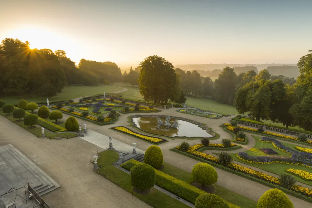 The Parterre at sunrise at Waddesdon Manor