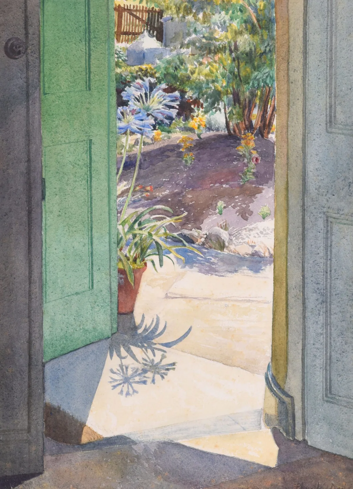 Phyllis Dodd (1899-1995), Summer Doorway with African Lilies, c.1948,