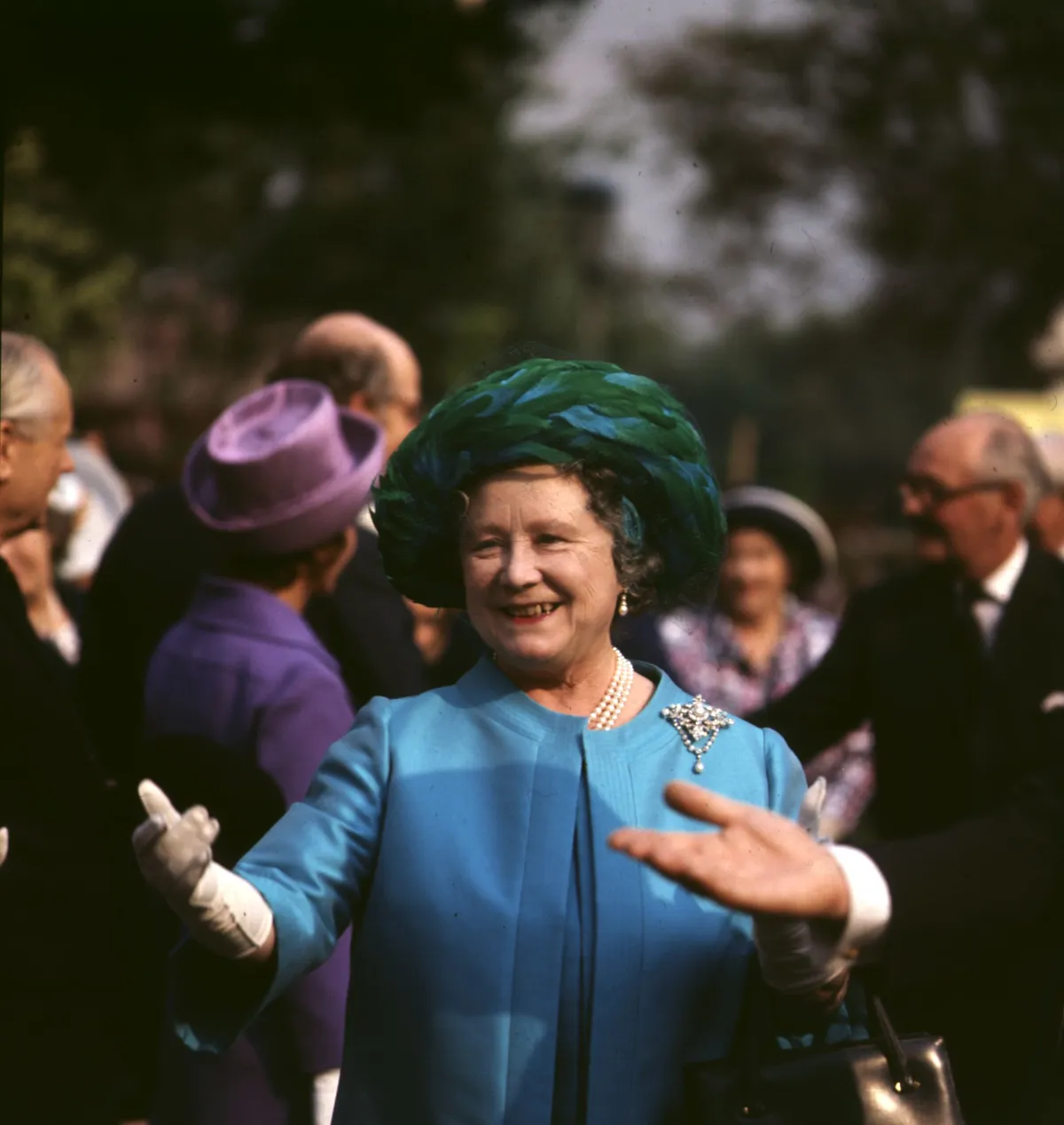 May 1971: Queen Elizabeth The Queen Mother during a visit to the Chelsea Flower Show