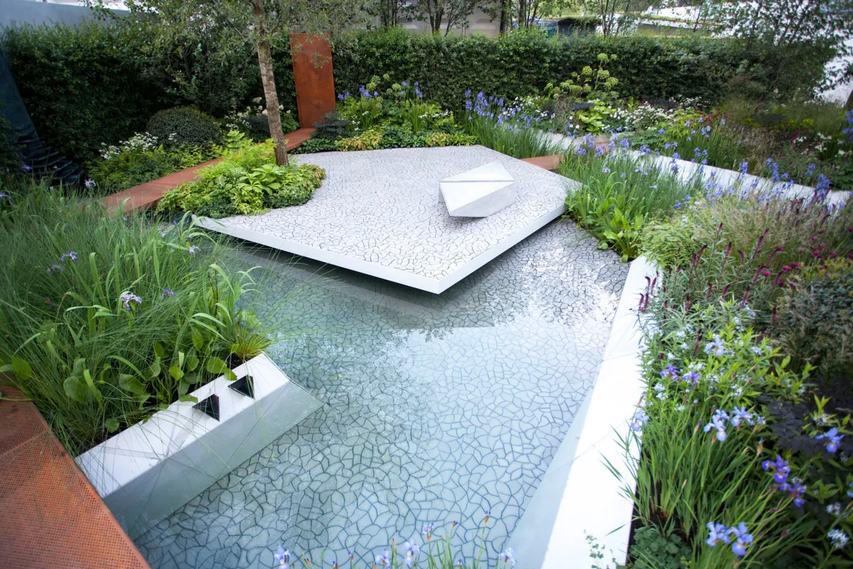 2014 RBC Waterscape Garden, RHS Chelsea Flower Show garden designed by Hugo Bugg. Sponsored by: Royal Bank of Canada. Show Garden