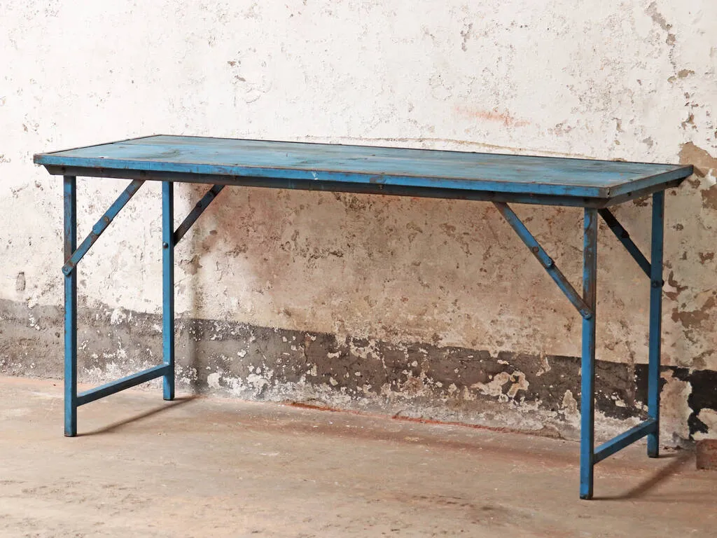 Blue folding table
