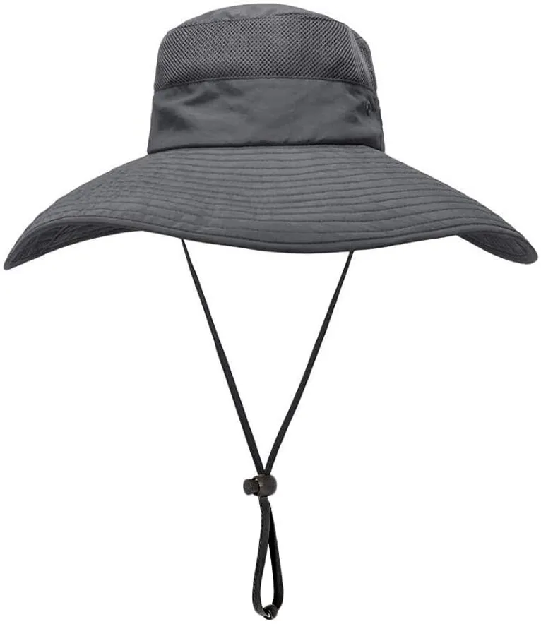 AYAMAYA Wide Brim Sun Hat, Summer All-around UV Protection Bucket Hats, Foldable Waterproof Outdoor Safari Boonie Cap Fishing Hat with Adjustable Chin Strap and Breathable Mesh for Women Men UPF 50 