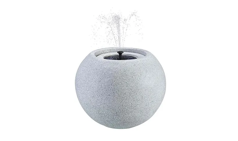Serenity Solar Powered Sandstone Sphere Water Feature on white background