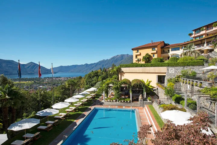 Villa Orselina, Locarno. Just ten minutes from the centre of Locarno, this luxury boutique hotel overlooking Lake Maggiore is the ideal spot to unwind.