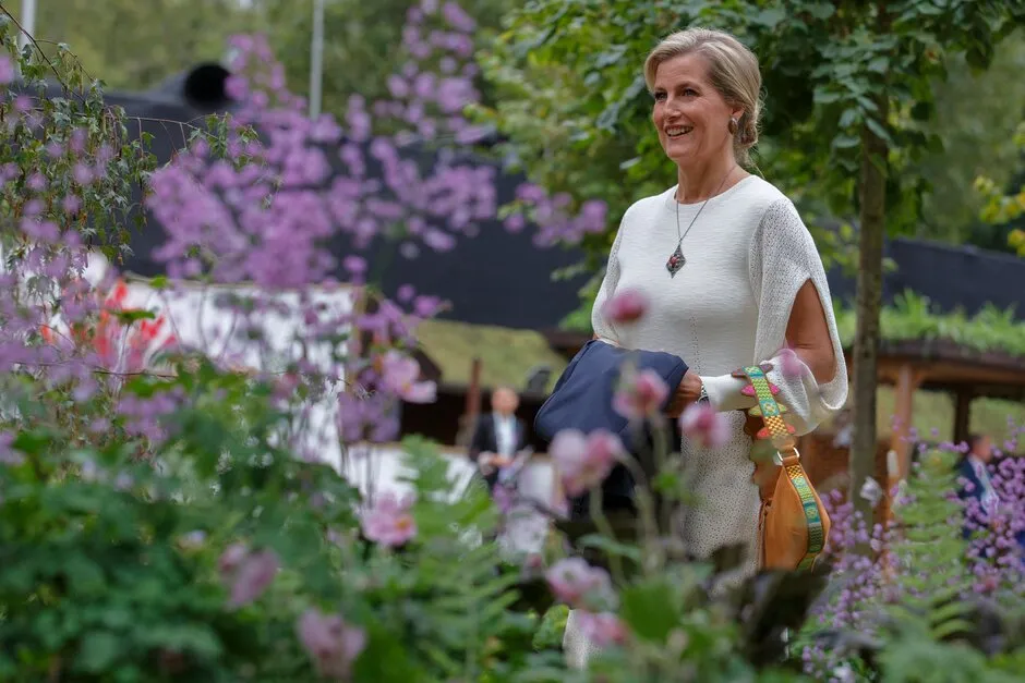 Sophie, Countess of Wessex, views gardens during a royal visit to RHS Chelsea Flower Show 