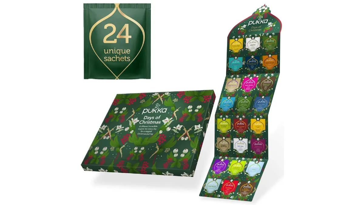 Pukka Herbs 2021 Tea Advent Calendar with box, calendar and tea bag