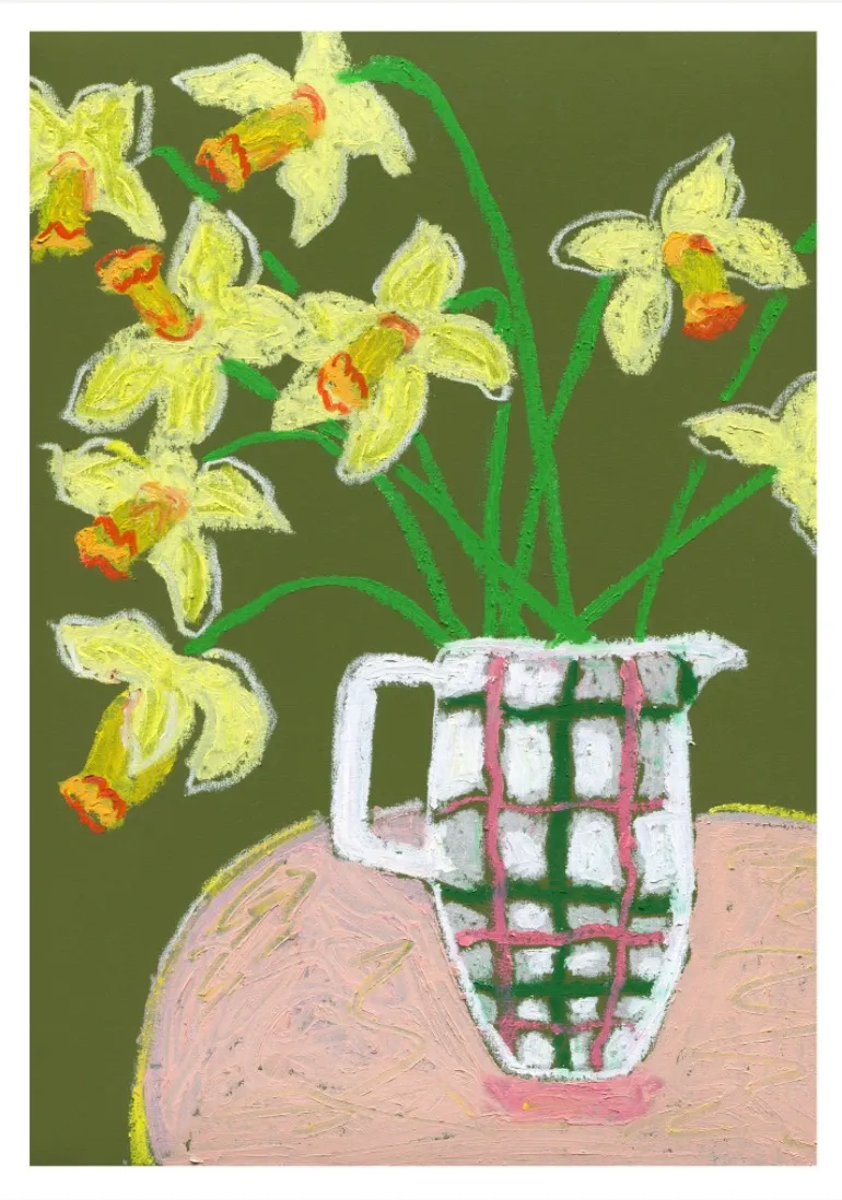 Daffodils in vase print
