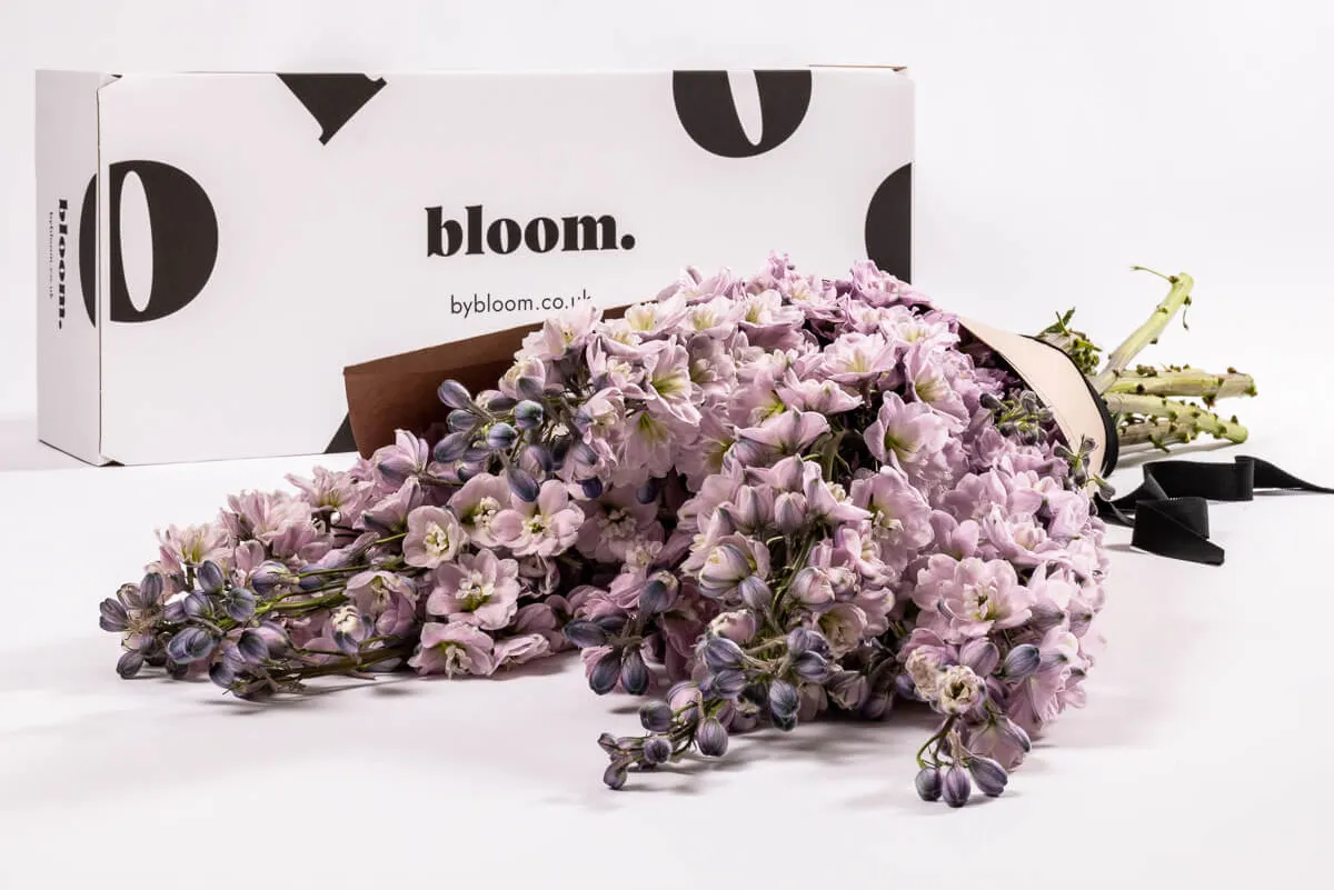 By Bloom Subscription Flowers bouquet in front of packaging