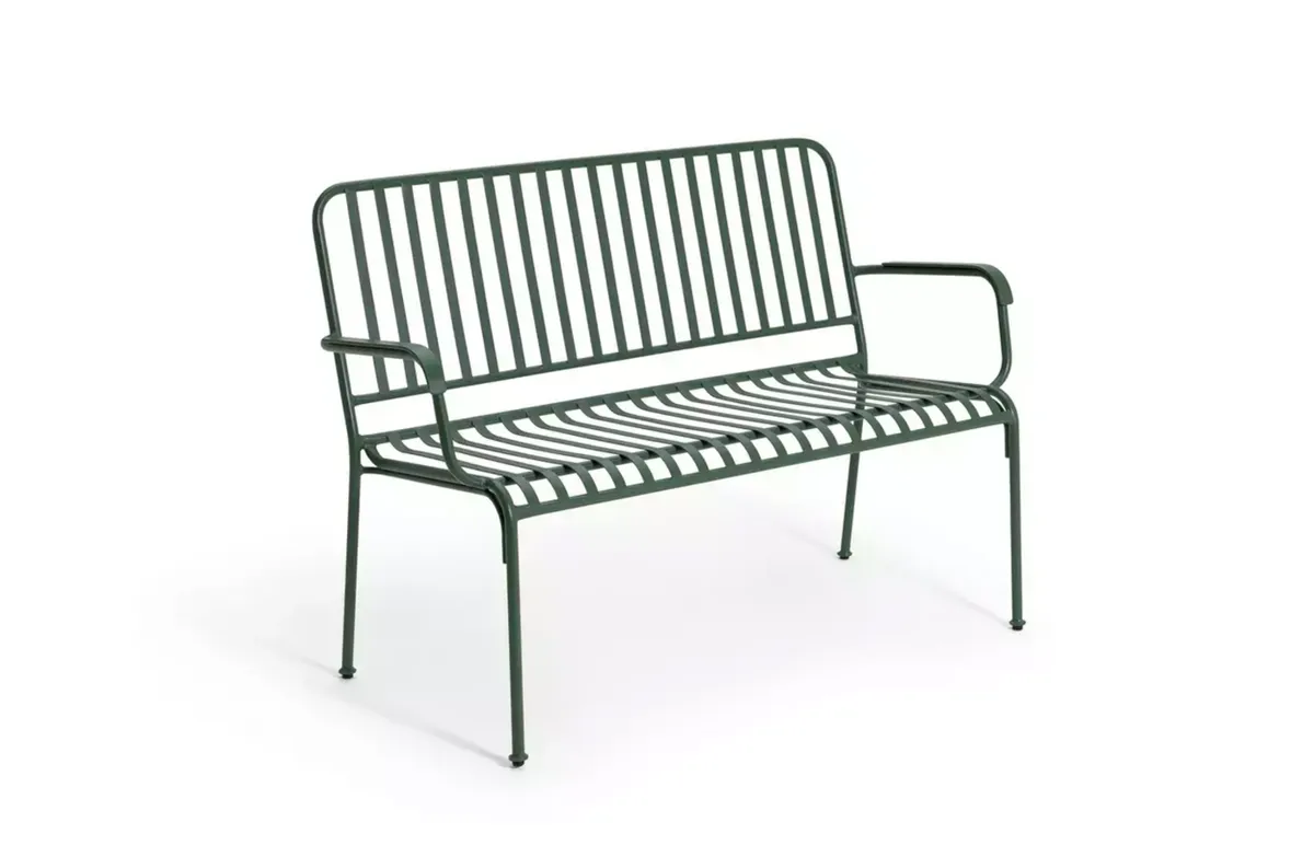 Modern metal garden bench
