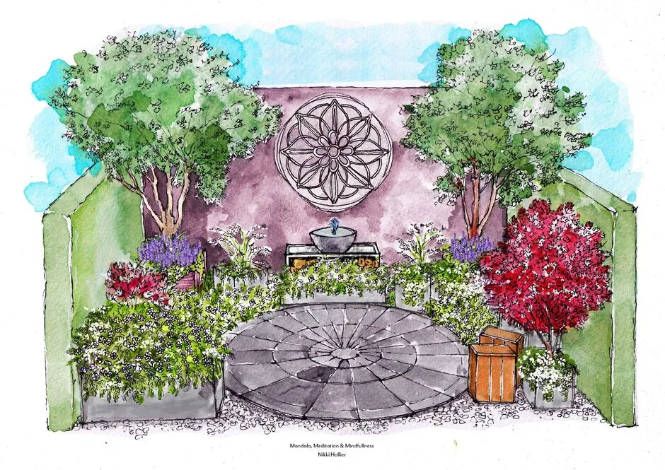 Mandala, Meditation & Mindfulness Garden, Container Garden, designed by Nikki Hollier, RHS Chelsea Flower Show 2022.