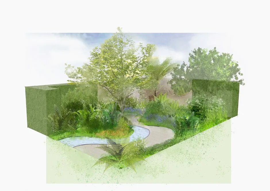The Boodles Travel Garden, Sanctuary Garden, designed by Thomas Hoblyn. RHS Chelsea Flower Show 2022.
