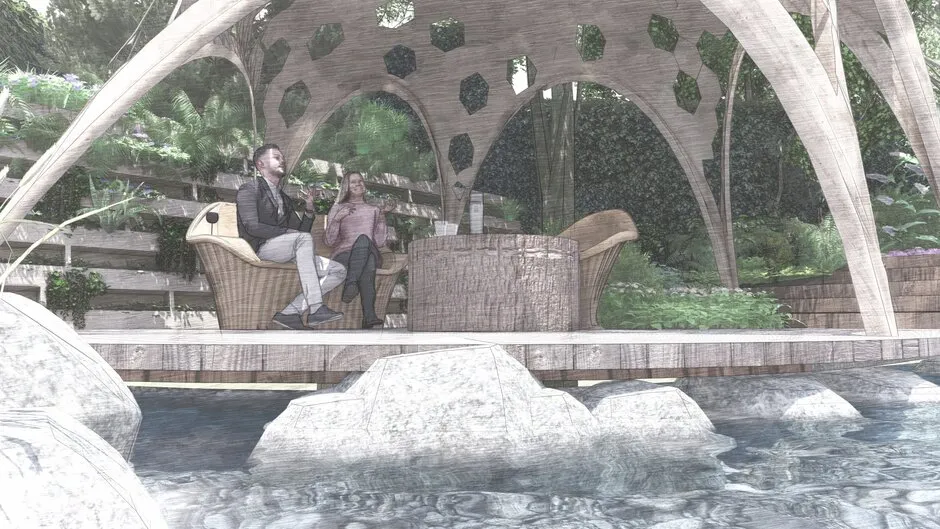 The concept image for The Meta Garden Growing the Future, Show Garden, designed by Joe Perkins, RHS Chelsea Flower Show 2022.