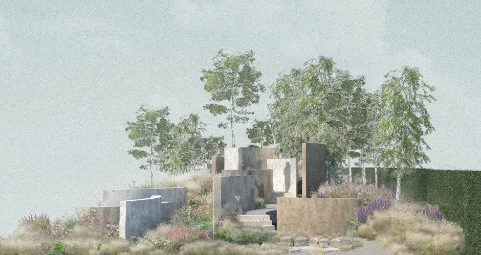 Original design concept of The Mind Garden, Show Garden, designed by Andy Sturgeon, RHS Chelsea Flower Show 2022.