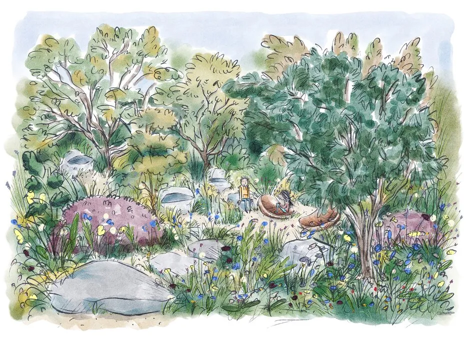 The Place2Be Securing Tomorrow Garden, Sanctuary Garden, designed by Jamie Butterworth. RHS Chelsea Flower Show 2022.