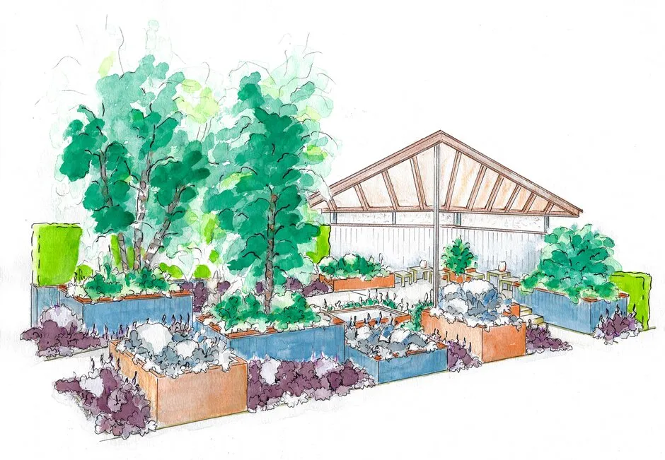 The SSAFA Garden supported by CCLA, Sanctuary Garden, designed by Amanda Waring. RHS Chelsea Flower Show 2022.