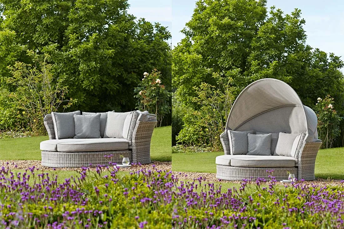 Cannes Canopied Daybeds in a garden