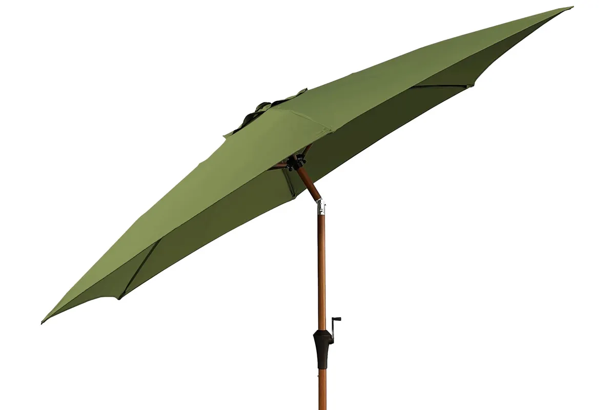 Wood-Effect Wind-Up Parasol on a white background