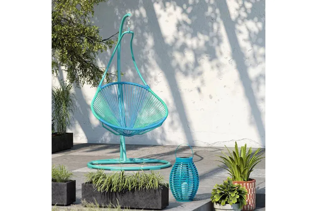 teal hanging egg chair