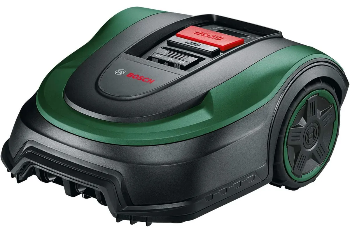 Bosch Robotic Lawnmower Indego S  500 on a white background