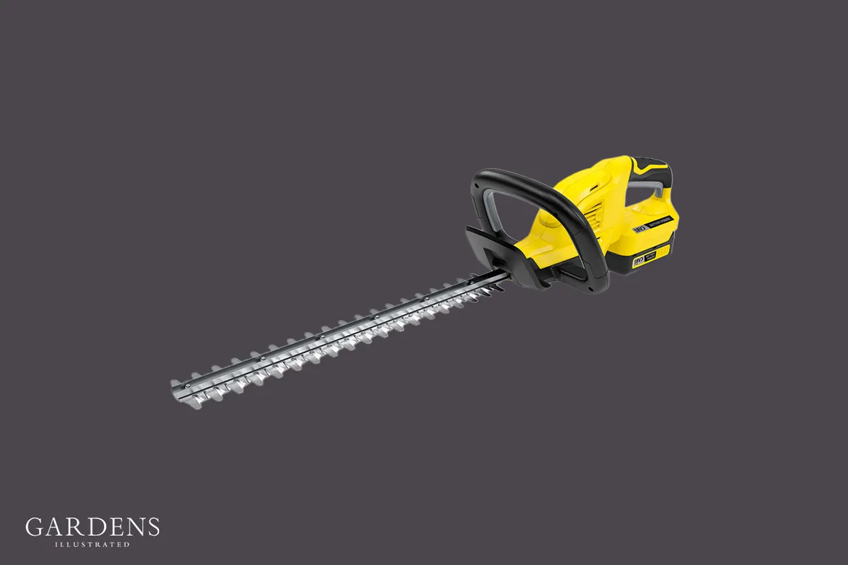 Kärcher HGE 18-45 Cordless Hedge Trimmer on a grey background
