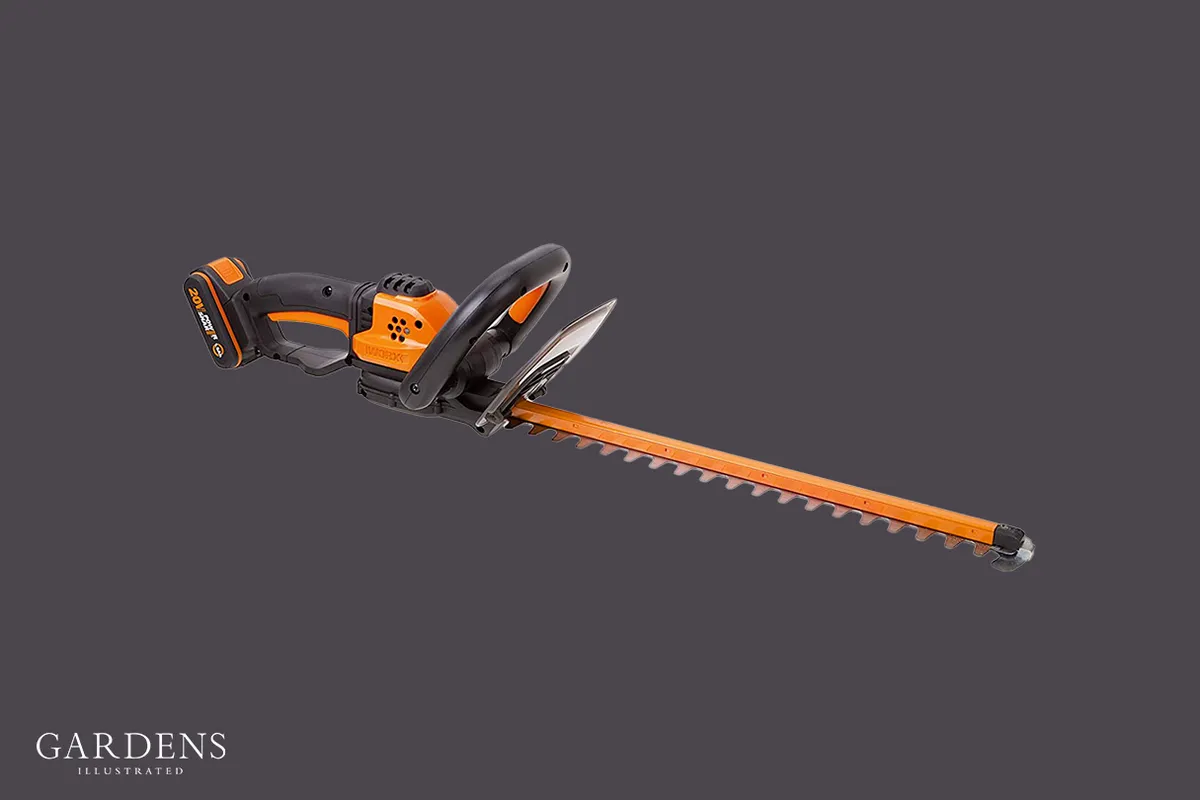 Worx WG261E.1 20v Cordless Hedge trimmer on a grey background