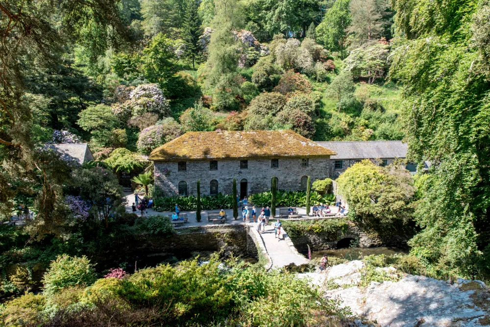 View of the Old Mill at Bodnant Garden, Conwy, Wales. © 