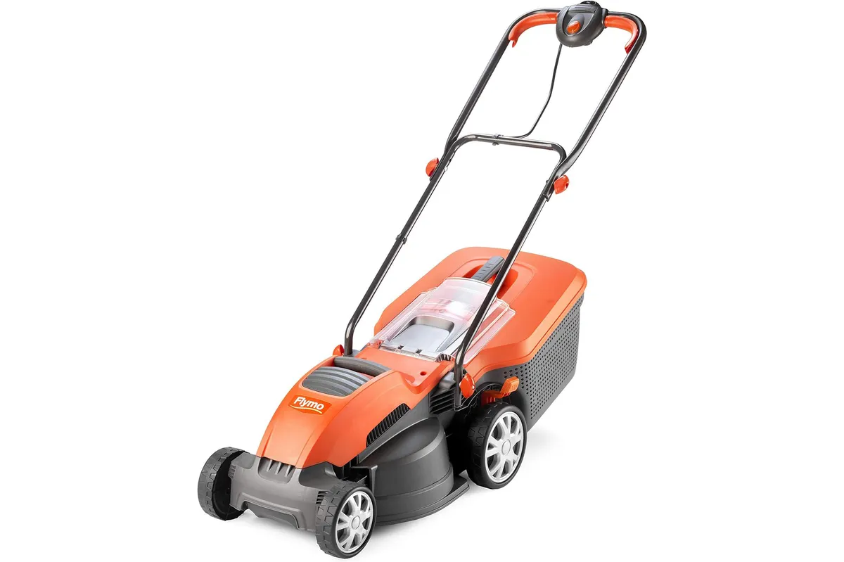 Flymo Speedi-Mo 360VC Electric Rotary Lawn Mower on a white background