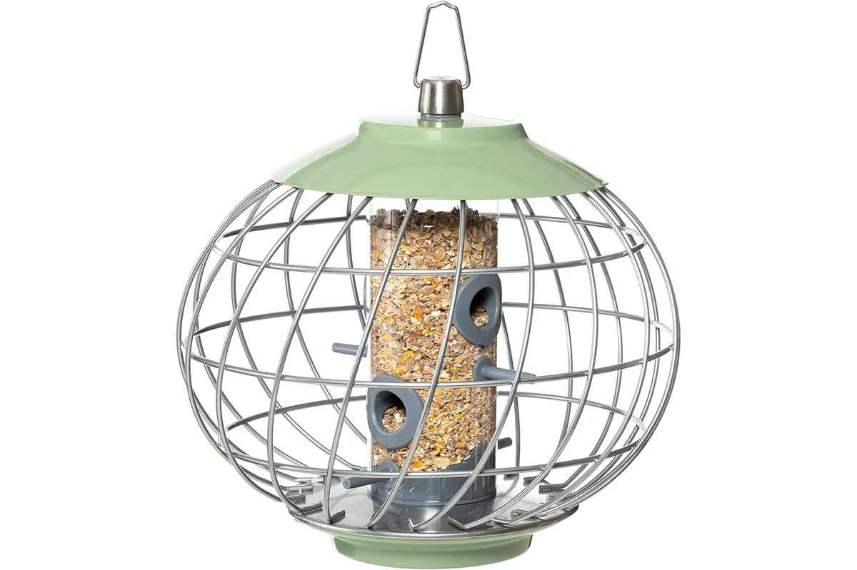 The Nuttery Squirrel-Proof Helix Seed Feeder on a white background