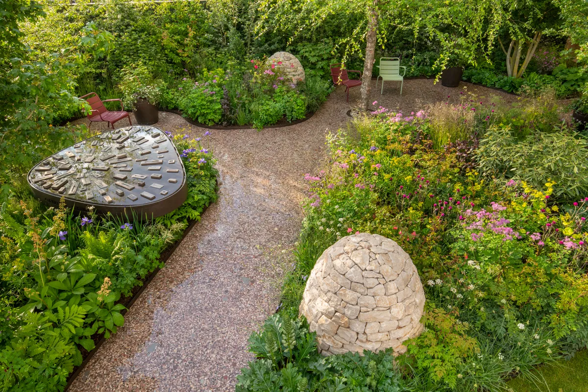 Chelsea Flower Show Garden 2023: Horatio's Garden. Designed by Charlotte Harris and Hugo Bugg. Sponsored by Horatio's Garden and Project Giving Back