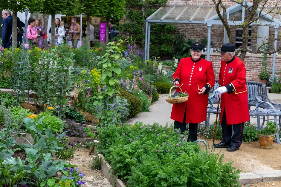 Chelsea Pensioners at the RHS Chelsea Flower Show 2023.
